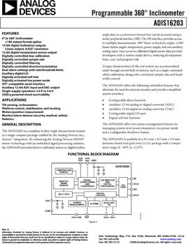 ADIS16203. Programmable 360° Inclinometer