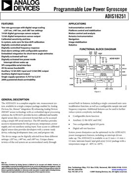ADIS16251. Programmable Low Power Gyroscope