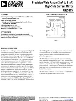 ADL5315. Precision Wide-range (3 nA - 3 mA) High-Side Current Mirror