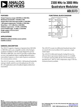 ADL5373. 2300 MHz to 3000 MHz Quadrature Modulator