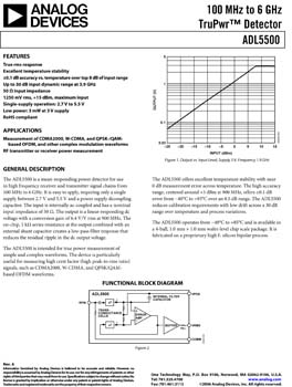 ADL5500. 100 MHz to 6 GHz TruPwr(tm) Detector