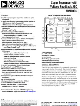 ADM1064. Super Sequencer(r) with Voltage Readback 12-bit ADC