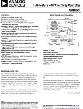 ADM1073. -48 V Full Feature Hot Swap Controller