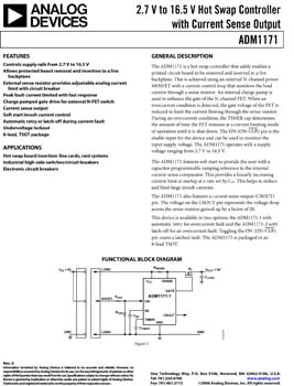 ADM1171. 2.7 V to 16 V Hot Swap Controller with Current Sense Output