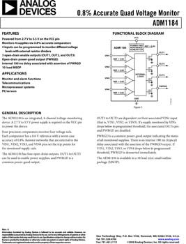 ADM1184. 0.8% Accurate Quad Voltage Monitor