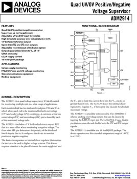 ADM2914. Quad UV/OV Positive/Negative Voltage Supervisor