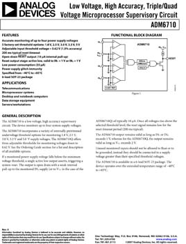 ADM6710. Low Voltage, High Accuracy, Triple/Quad Voltage Microprocessor Supervisory Circuit