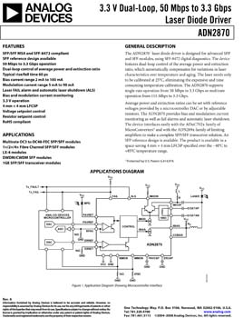 ADN2870. 3.3 V, Dual Loop, 50 Mbps to 3.3 Gbps Laser Diode Driver