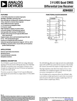 ADN4668.  3 V LVDS Quad CMOS Differential Line Receiver