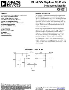 ADP3051. 500 mA Synchronous Buck Switching Regulator
