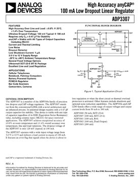 ADP3307. High Accuracy anyCAP® 100 mA Low Dropout Linear Regulator