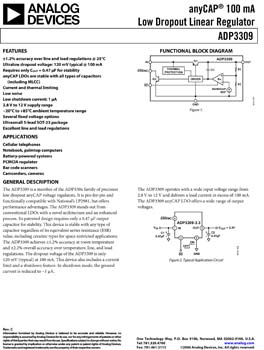 ADP3309. anyCAP(r) 100 mA Low Dropout Linear Regulator  