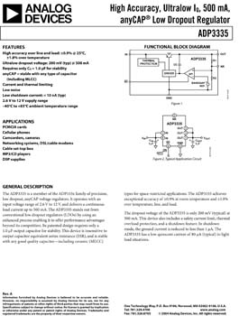 ADP3335.  High Accuracy Ultralow Quiescent Current, 500mA, anyCAP(r) Low Dropout 