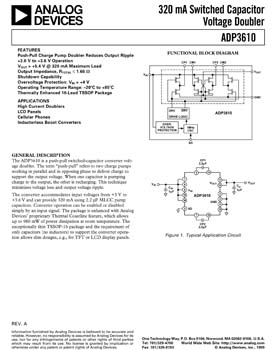ADP3610. 320 mA Switched Capacitor Voltage Doubler