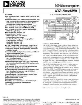 ADSP-21MSP58. Fully-Integrated, Single-Chip DSP