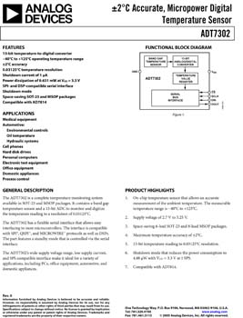 ADT7302. ±2°C Accurate, MicroPower Digital Temperature Sensor in 6-Lead SOT-23