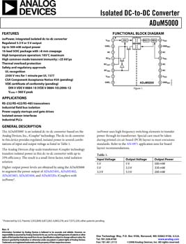 ADUM5000. Isolated DC/DC Converter