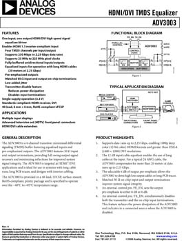 ADV3003. HDMI/DVI TMDS Equalizer