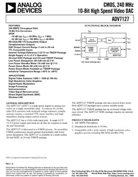 ADV7127. CMOS 240 MHz 10-Bit High Speed Video DAC