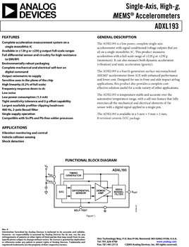 ADXL193. Single-Axis, High-g, iMEMS® Accelerometers