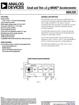 ADXL320. Small and Thin, ±5 g Accelerometer
