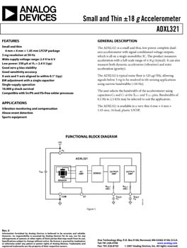 ADXL321. Small and Thin ±18 g Accelerometer