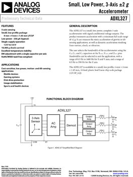 ADXL327. Small, Low Power, 3-Axis ±2 g Accelerometer