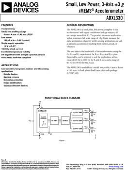 ADXL330. Small, Low Power, 3-Axis ±3g iMEMS® Accelerometer