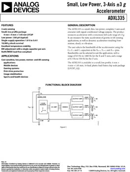 ADXL335. Small, Low Power, 3-Axis ±3 g Accelerometer