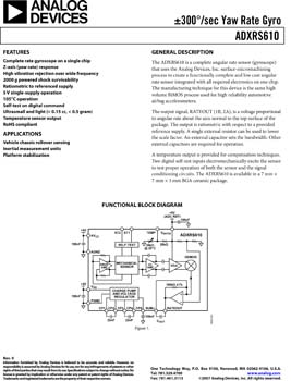 ADXRS610. ± 300 deg/sec Angular Rate Sensor