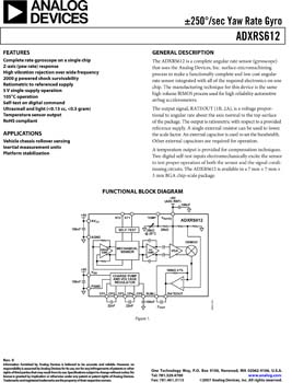 ADXRS612. ± 250 deg/sec Angular Rate Sensor