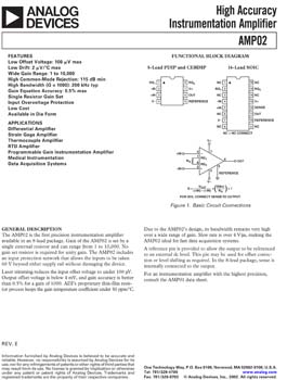 AMP02. High Accuracy 8-Pin Instrumentation Amplifier