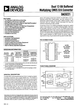 DAC8221. Dual 12-Bit Buffered Multiplying CMOS D/A Converter