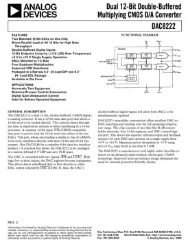 DAC8222. Dual 12-Bit Double-Buffered Multiplying CMOS D/A Converter