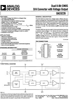 DAC8228. Dual 8-Bit, CMOS, Voltage Output,  D/A Converter in a Single Chip