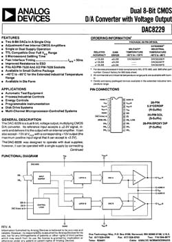 DAC8229. Dual 8-Bit, Voltage Output,  Multiplying CMOS D/A