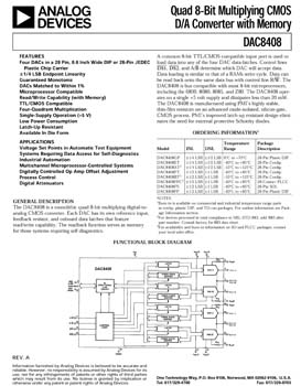 DAC8408. Quad 8-Bit Multiplying CMOS D/A Converter with Memory