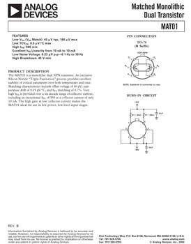 MAT01. Matched Monolithic Dual Transistor