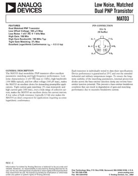 MAT03. Low Noise, Matched Dual PNP Transistor