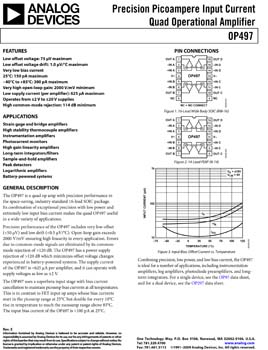 OP497. Precision Picoampere Input Current Quad Operational Amplifier