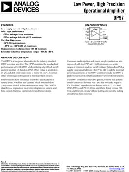 OP97. Low Power, High Precision Operational Amplifier