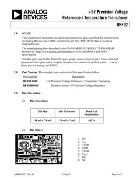 REF02S. Aerospace +5V Precision Voltage Ref./Temp. Transducer