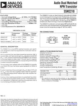 SSM2210. Audio Dual Matched NPN Transistor